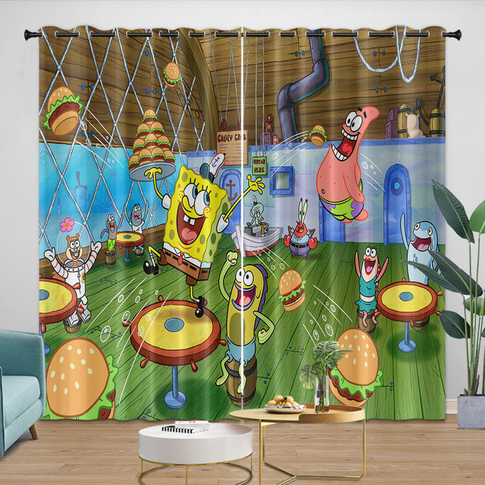SpongeBob SquarePants Curtains Blackout Window Drapes Room Decoration