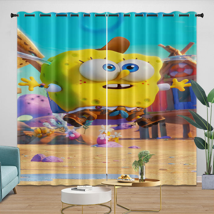 SpongeBob SquarePants Curtains Blackout Window Drapes Room Decoration