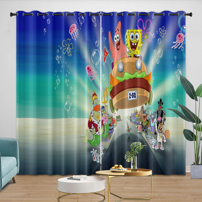 SpongeBob SquarePants Curtains Blackout Window Drapes Room Decoration