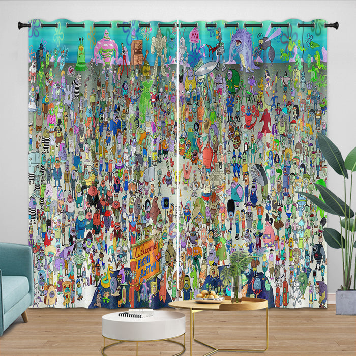 SpongeBob SquarePants Curtains Blackout Window Drapes Room Decoration