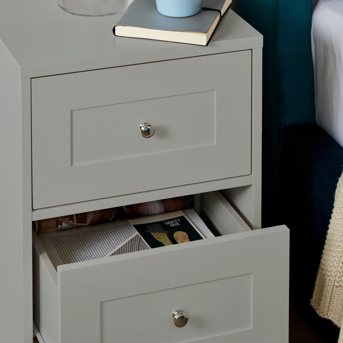 Stevie Shaker Style Bedside Table Grey - Laura James