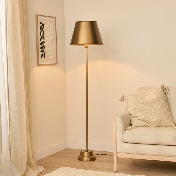 Stowe Gold Metal Floor Lamp - 136cm - Laura James