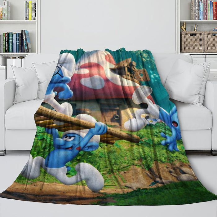 The Smurfs Blanket Flannel Throw Room Decoration