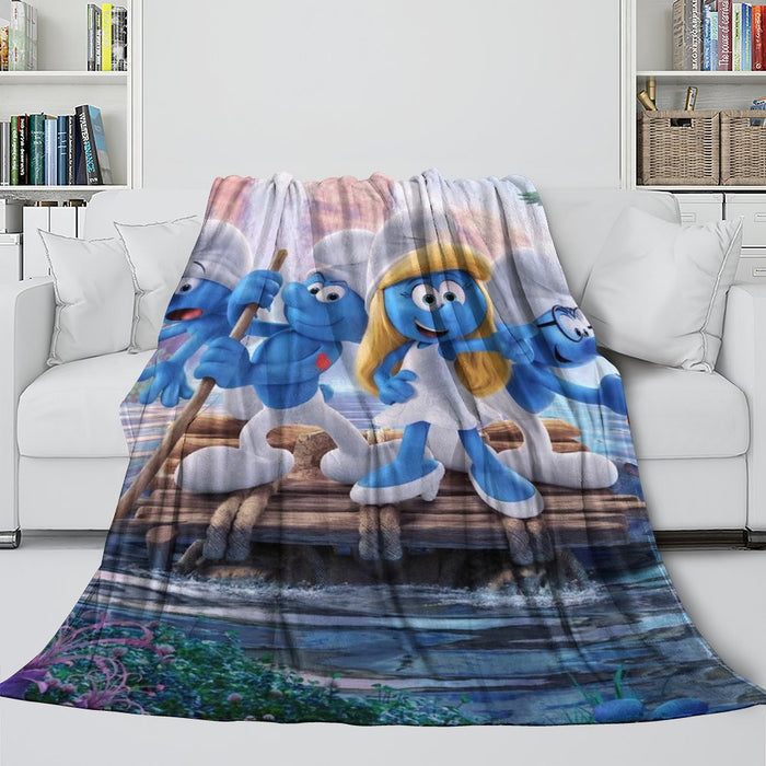 The Smurfs Blanket Flannel Throw Room Decoration