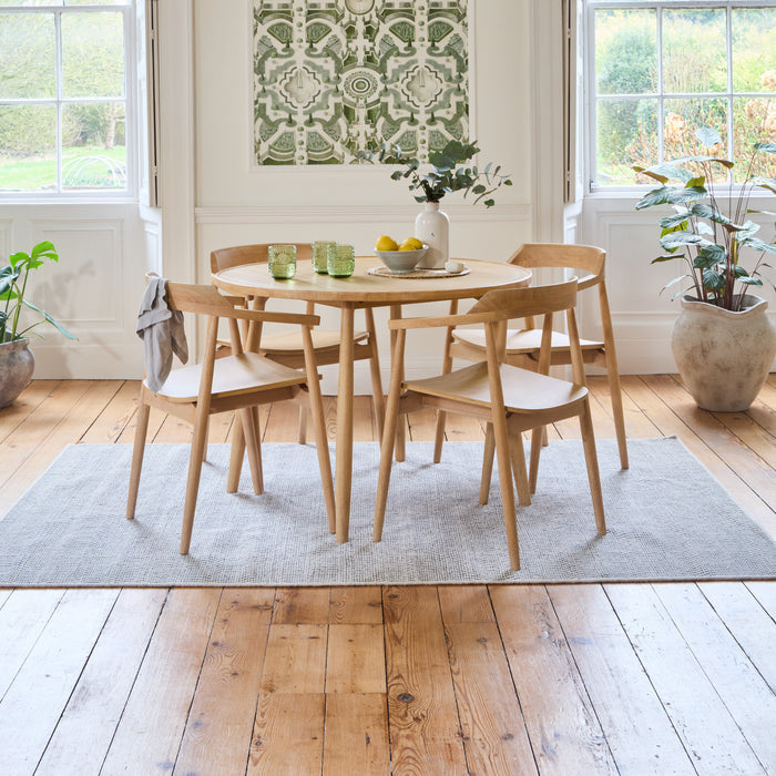 Tilly 100cm Round Dining Table & Carter Dining Chairs - Whitewash Oak - Laura James