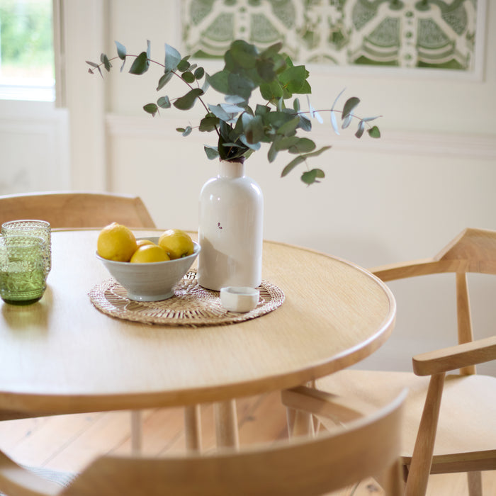 Tilly 100cm Round Dining Table & Carter Dining Chairs - Whitewash Oak - Laura James
