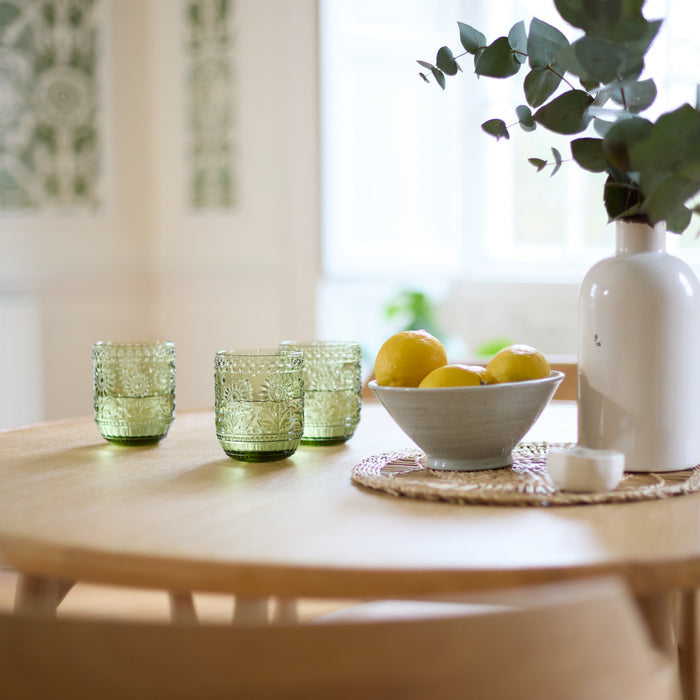 Tilly 100cm Round Dining Table & Carter Dining Chairs - Whitewash Oak - Laura James