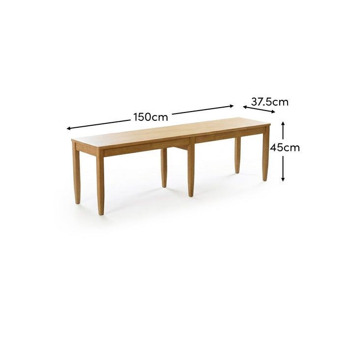 Tilly 150cm Wooden Bench - Whitewash Oak - Laura James