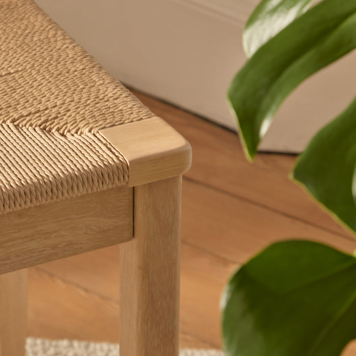 Tilly 150cm Wooden Woven Bench - Whitewash Oak - Laura James