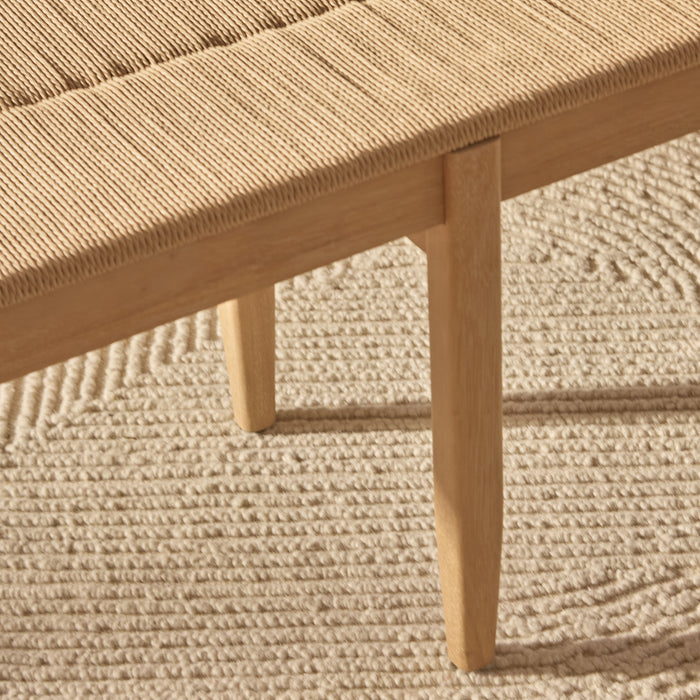 Tilly 150cm Wooden Woven Bench - Whitewash Oak - Laura James