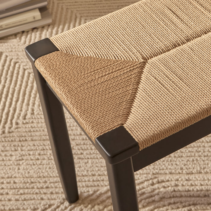 Tilly 150cm Wooden Bench - Black Oak & Paper Cord - Laura James