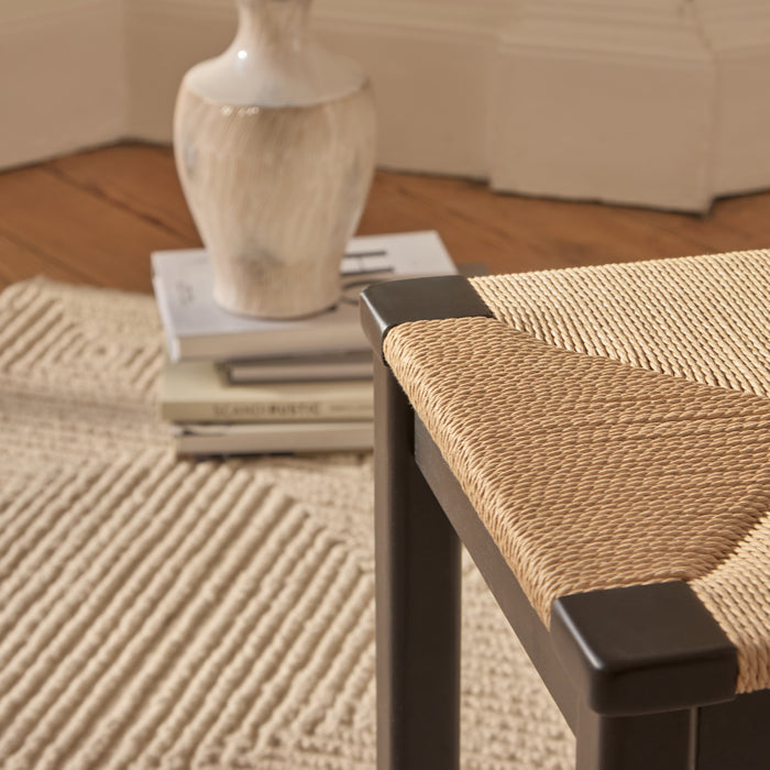 Tilly 150cm Wooden Bench - Black Oak & Paper Cord - Laura James