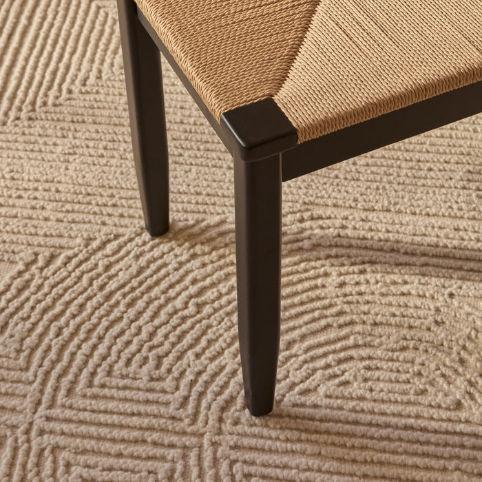 Tilly 150cm Wooden Bench - Black Oak & Paper Cord - Laura James