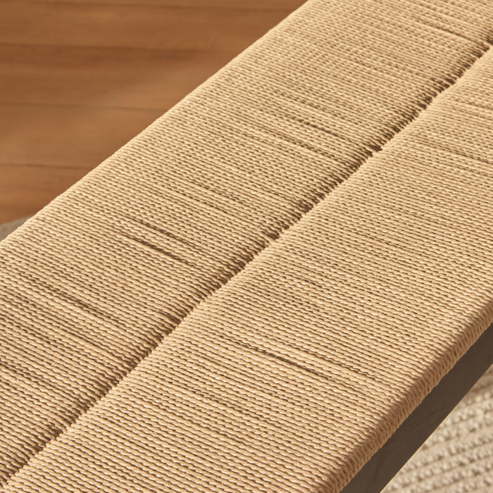 Tilly 150cm Wooden Bench - Black Oak & Paper Cord - Laura James