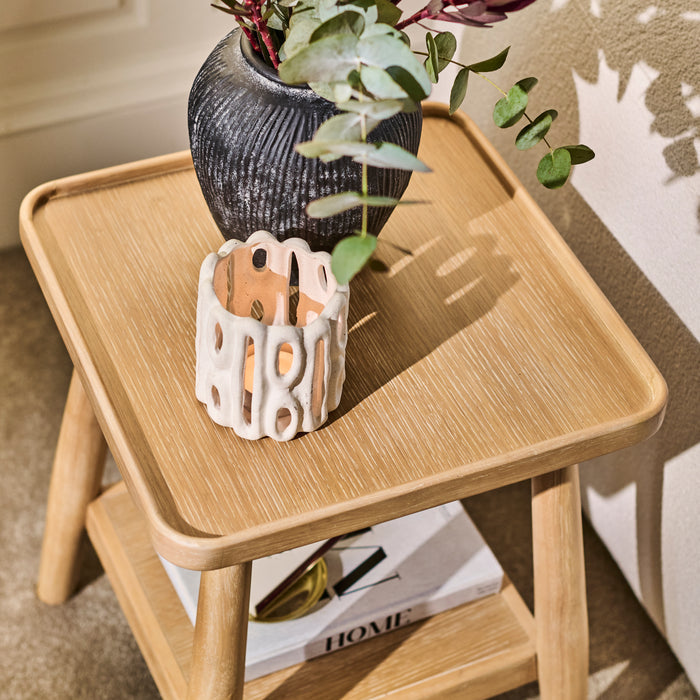 Tilly 40cm Square Side Table - Whitewash Oak - Laura James