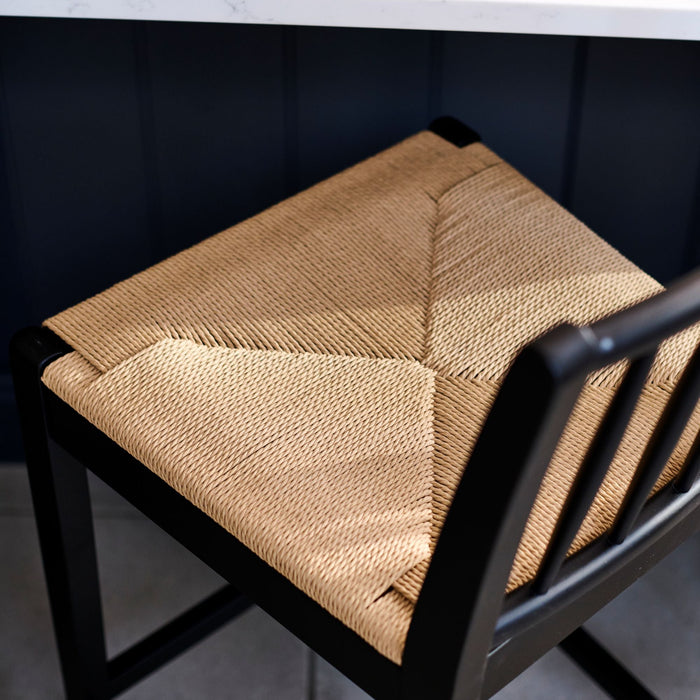 Tilly Bar Stool - Black Oak with Paper Cord - Laura James