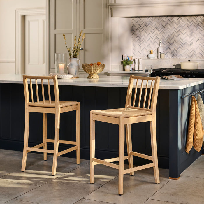 Tilly Bar Stool - Whitewash Oak & Paper Cord - Laura James
