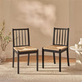 Tilly Natural String Dining Chair - Set of 2 - Black Oak Legs - Laura James