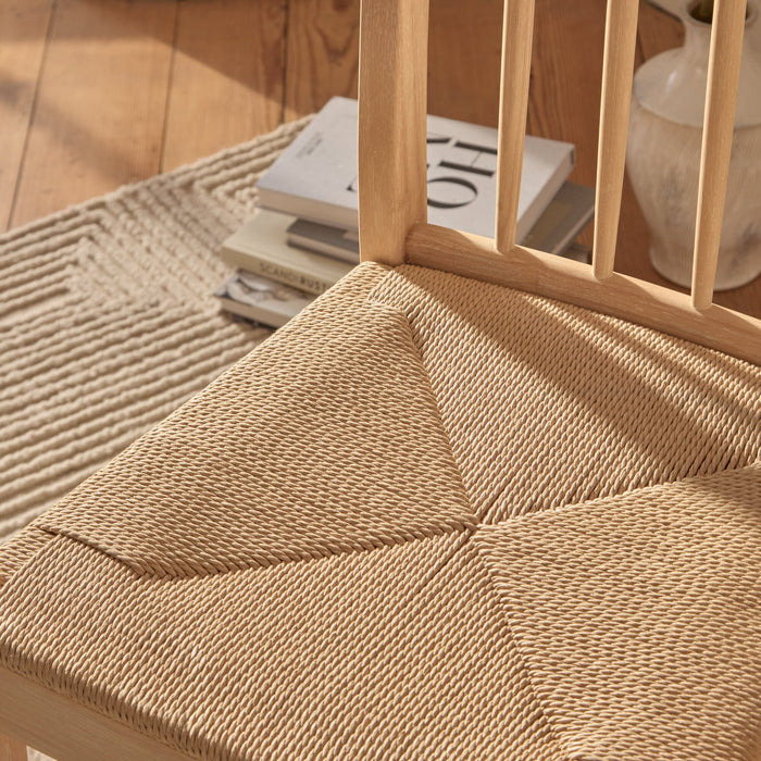 Tilly Natural String Dining Chairs - Set of 2 - Whitewash Oak Legs - Laura James
