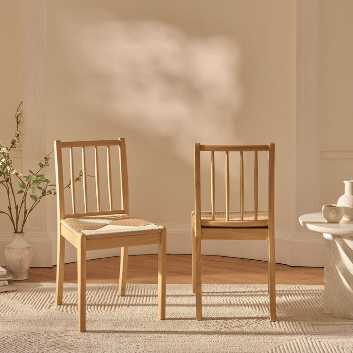 Tilly Natural String Pale Oak Dining Chairs - Set of 2 - Laura James