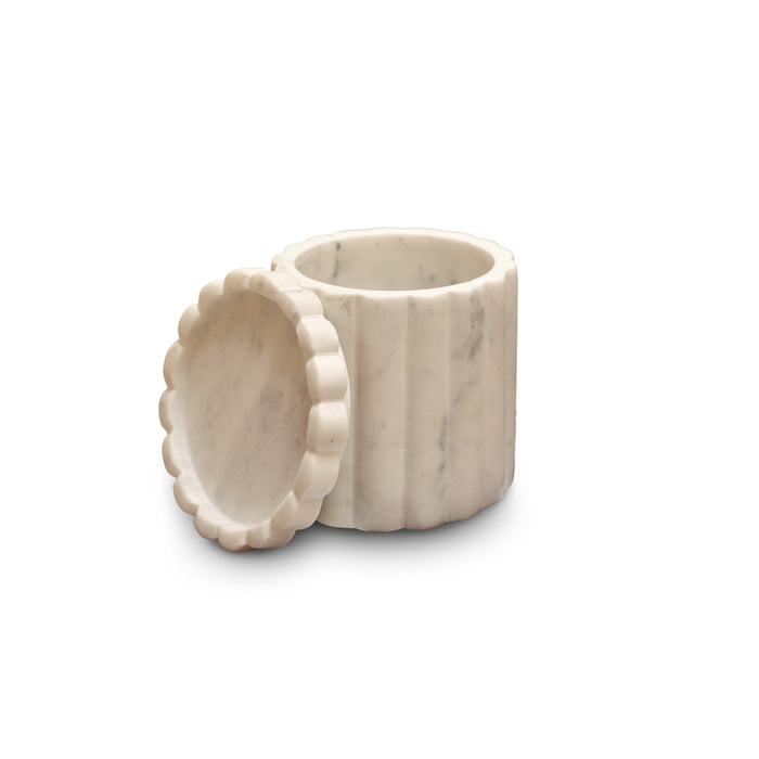 Tiree 10cm Lidded Pot - White Marble - Laura James