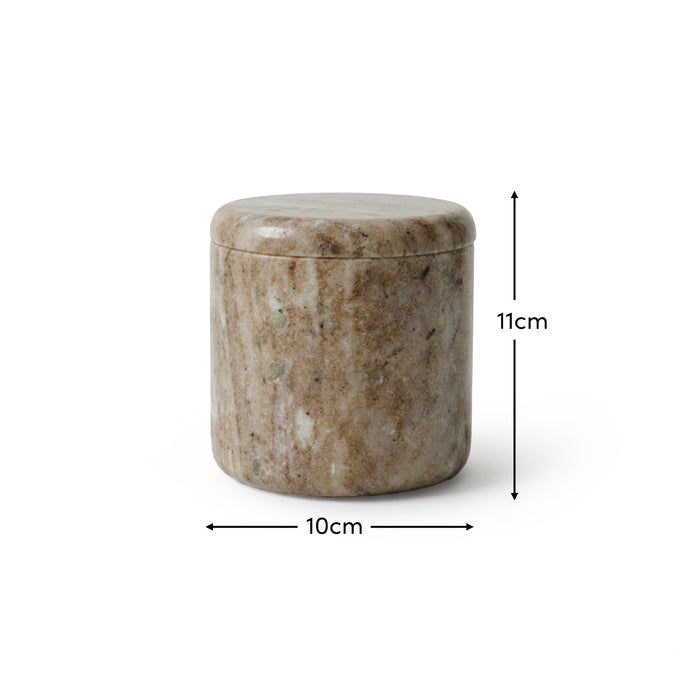 Tiree 11cm Lidded Pot - Beige Marble - Laura James