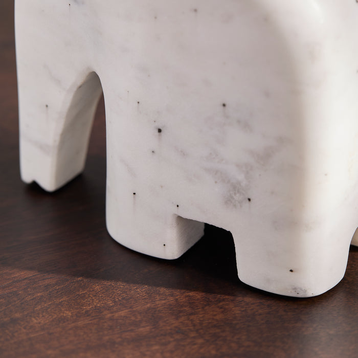 Tiree 13cm Elephant Ornament - White Marble - Laura James