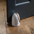 Tiree 15cm Door Stop with Leather Handle - White Marble - Laura James