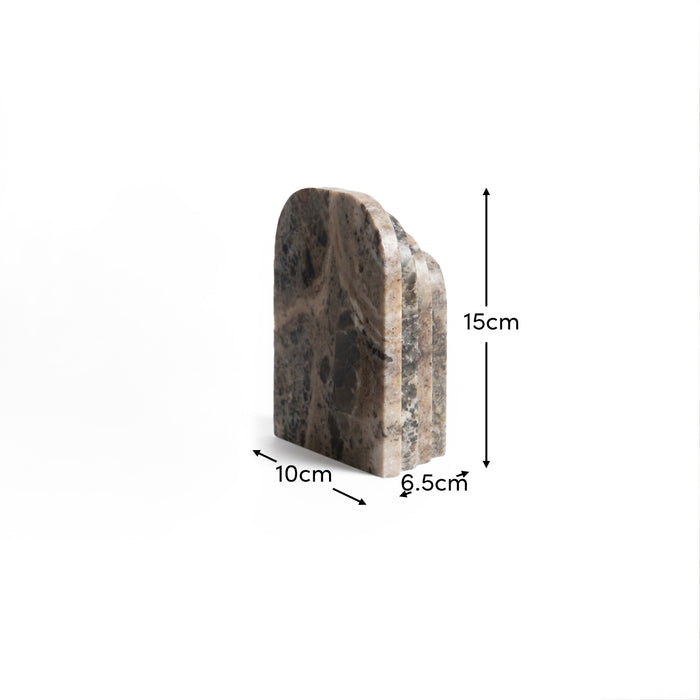 Tiree 15cm Set of 2 Arch Bookends - Beige Marble - Laura James