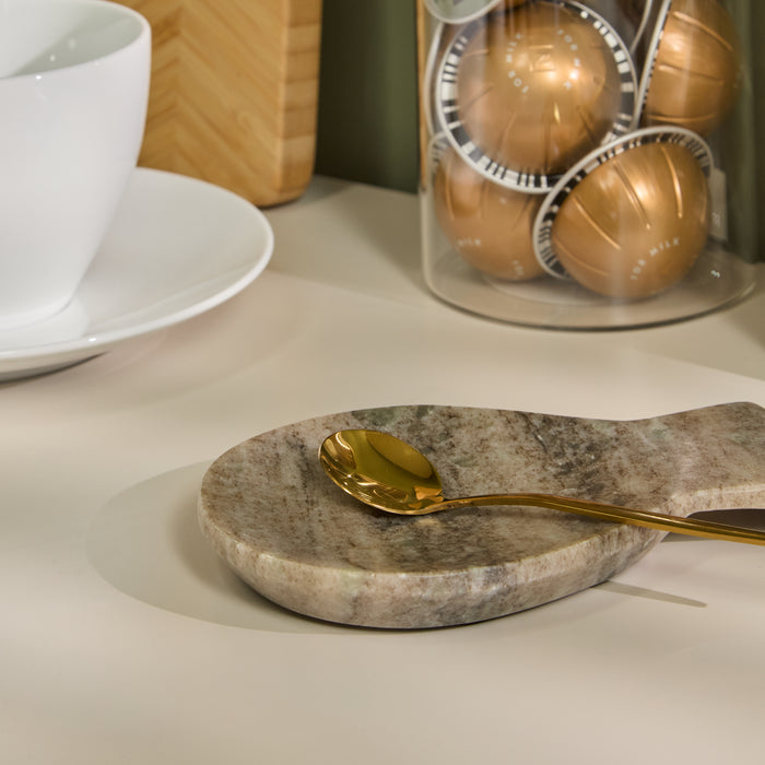Tiree 15cm Spoon Rest - Beige Marble - Laura James