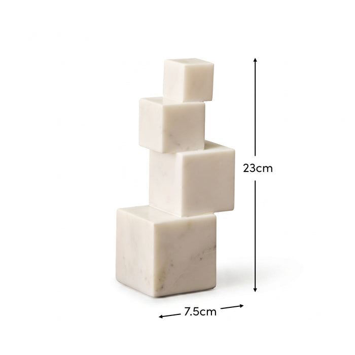 Tiree 23cm Abstract Ornament - White Marble - Laura James
