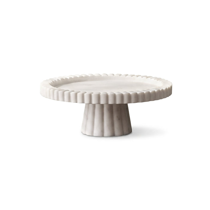 Tiree 25cm Round Cake Stand - White Marble - Laura James