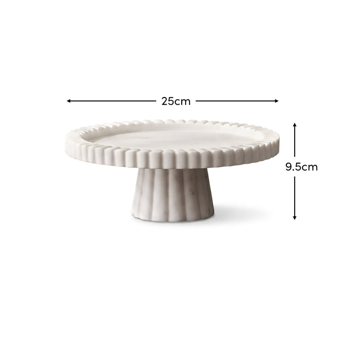 Tiree 25cm Round Cake Stand - White Marble - Laura James