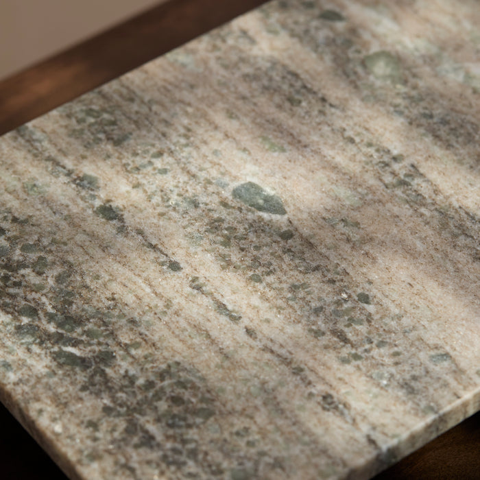 Tiree 30cm Rectangular Footed Tray - Beige Marble - Laura James