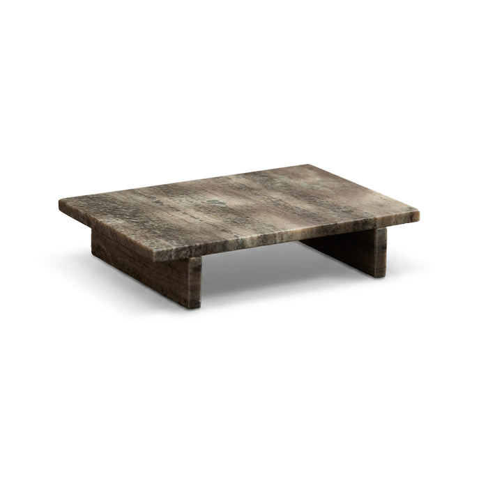 Tiree 30cm Rectangular Footed Tray - Beige Marble - Laura James