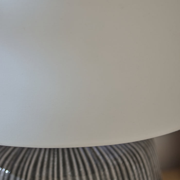 Tongham 31cm Ceramic Lamp Base - Dark Grey & Coningsby 40cm Cotton Lamp Shade - Snow White - Laura James