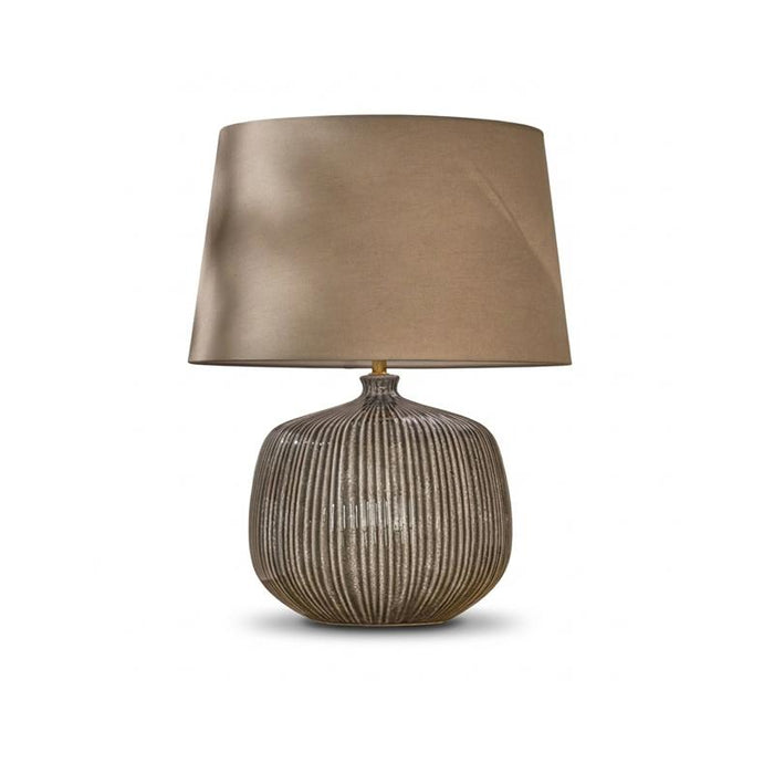Tongham 31cm Ceramic Lamp Base - Dark Grey & Coningsby 40cm Cotton Lamp Shade - Taupe - Laura James