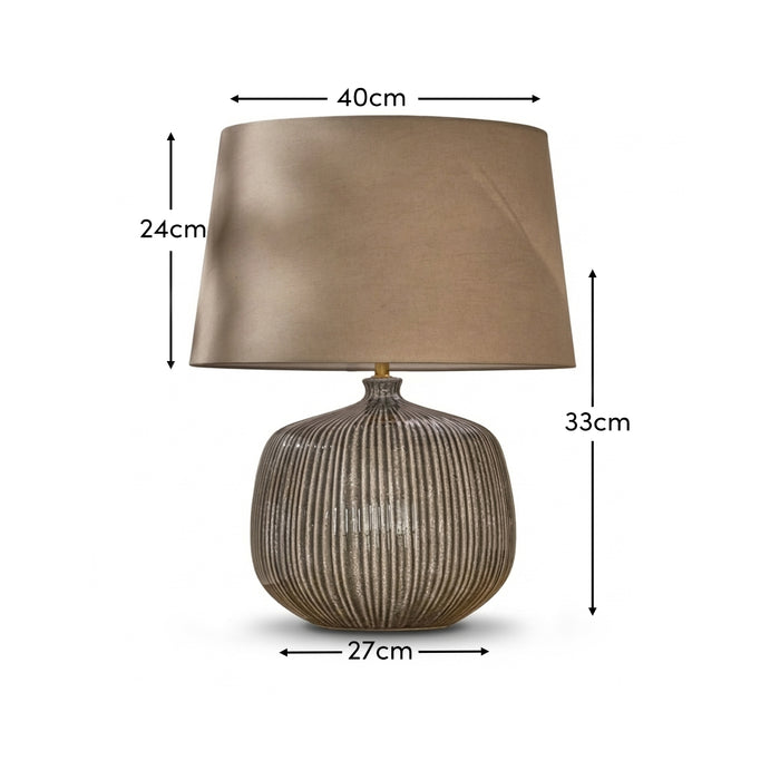 Tongham 31cm Ceramic Lamp Base - Dark Grey & Coningsby 40cm Cotton Lamp Shade - Taupe - Laura James