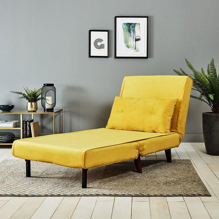 Una single sofa bed - yellow - velvet - Laura James