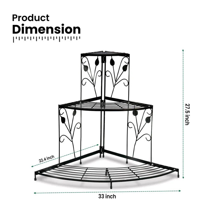 Urban Plant 3 Tier Corner Metal Stand for Compact Spaces