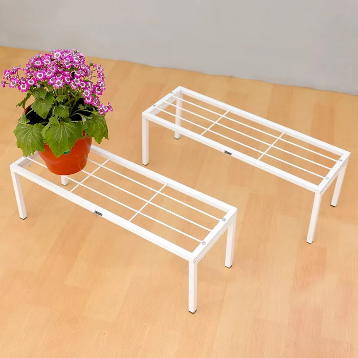 Urban Plant Apollo Metal Plant Stand for Garden (White - Set of 2) Metal Stand Urban Plant