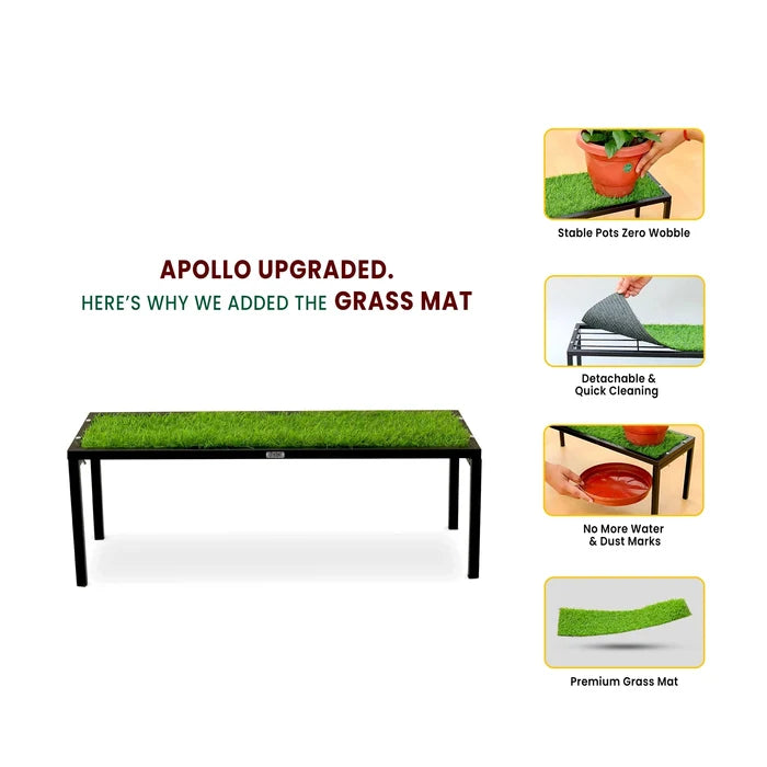 Urban Plant Apollo Plant Stand with Green Grass (Black – Set of 4) Plant Stand Urban Plant