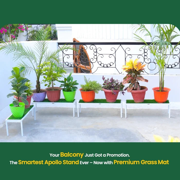 Urban Plant Apollo Plant Stand with Green Grass (White – Set of 1) Plant Stand Urban Plant