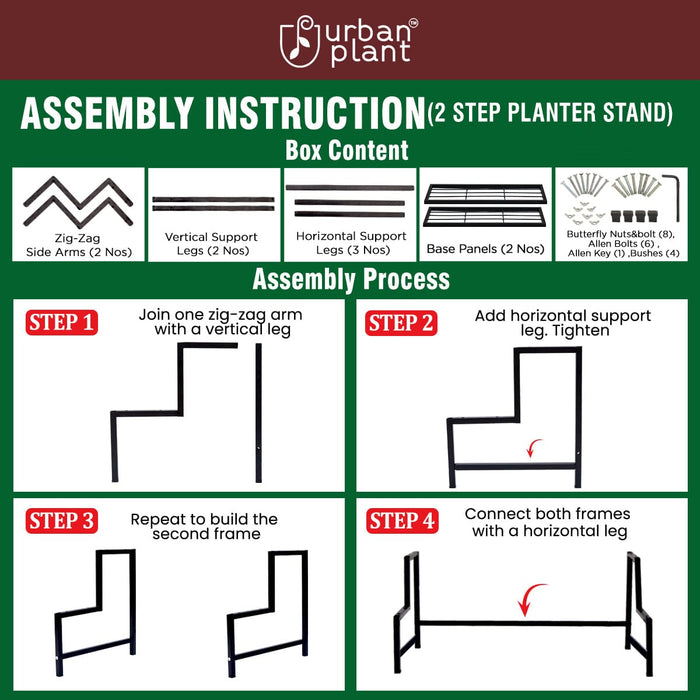 Urban Plant Heavy Duty 2 Step Planter Pot Stand Metal Stand Urban Plant