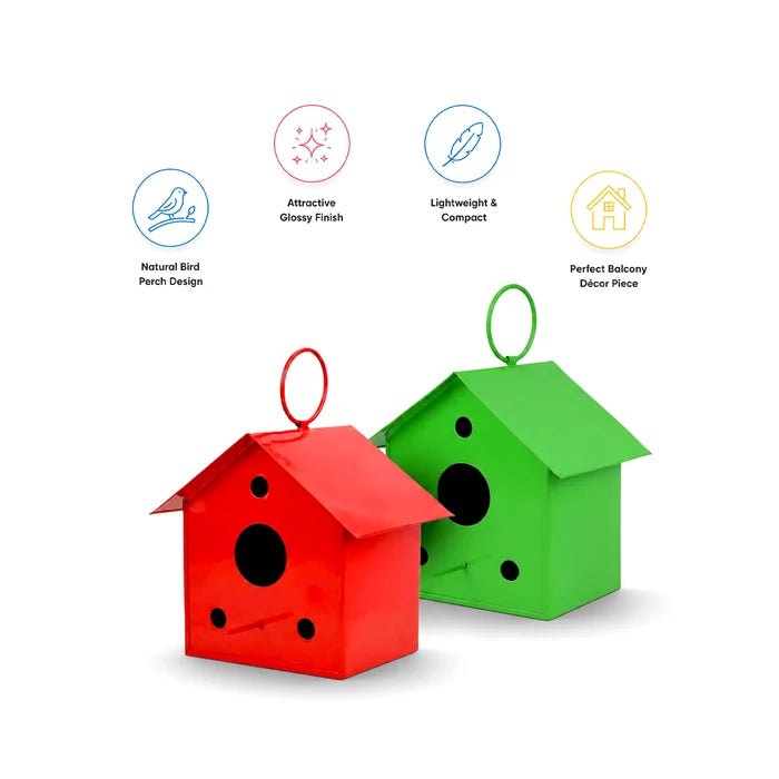Urban Plant Metal Hanging Bird House - (Set of 2)