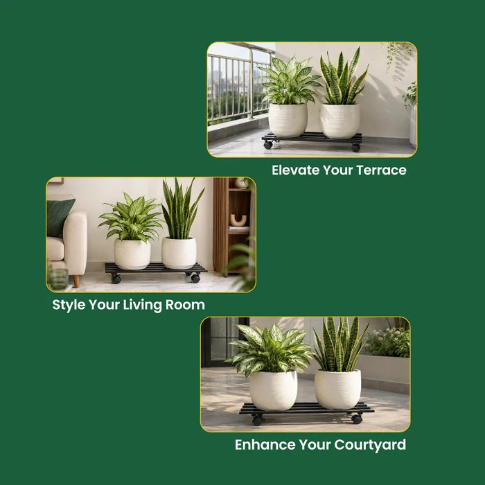 Urban Plant Rectangular Caddy with Wheel Rolling Plant Stand (Set of 4)