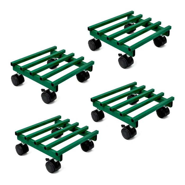Urban Plant Square Caddy with Wheel Rolling Plant Stand (Green - Set of 4)