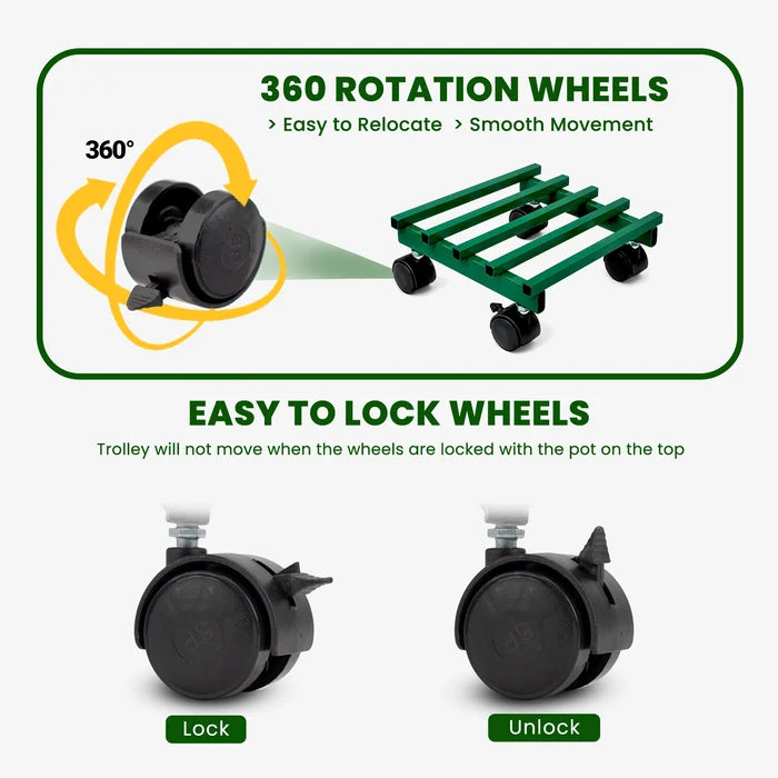 Urban Plant Square Caddy with Wheel Rolling Plant Stand