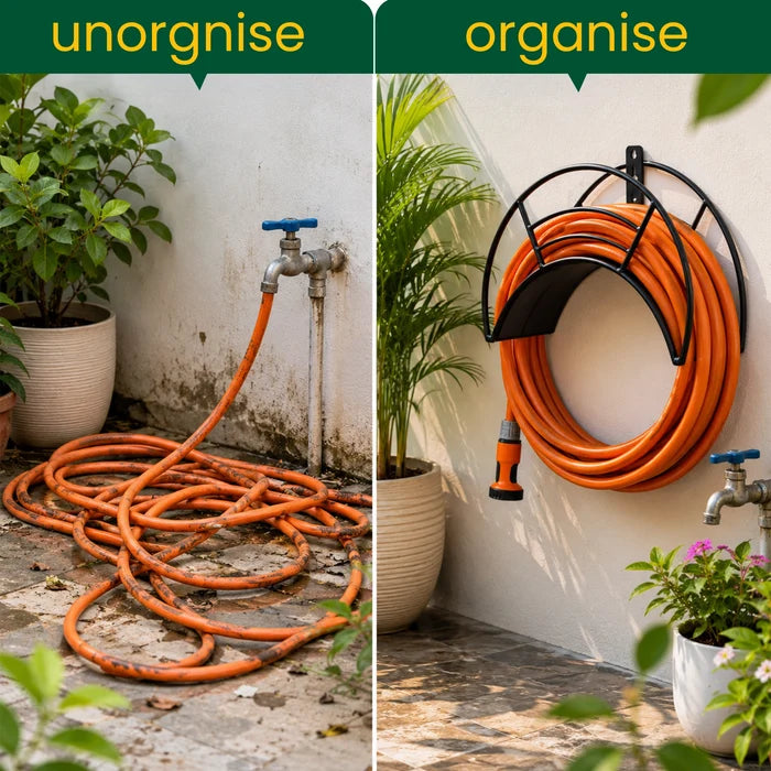 Urban Plant Wall Mount Garden Hose Hanger (Black)