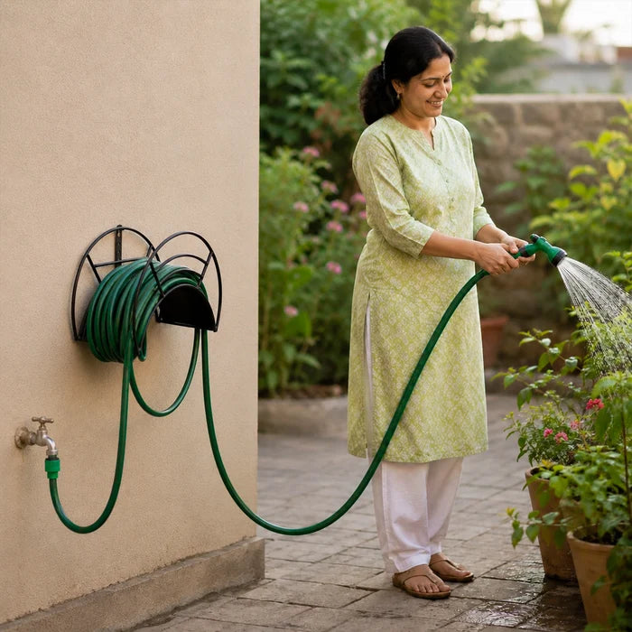 Urban Plant Wall Mount Garden Hose Hanger (Black)